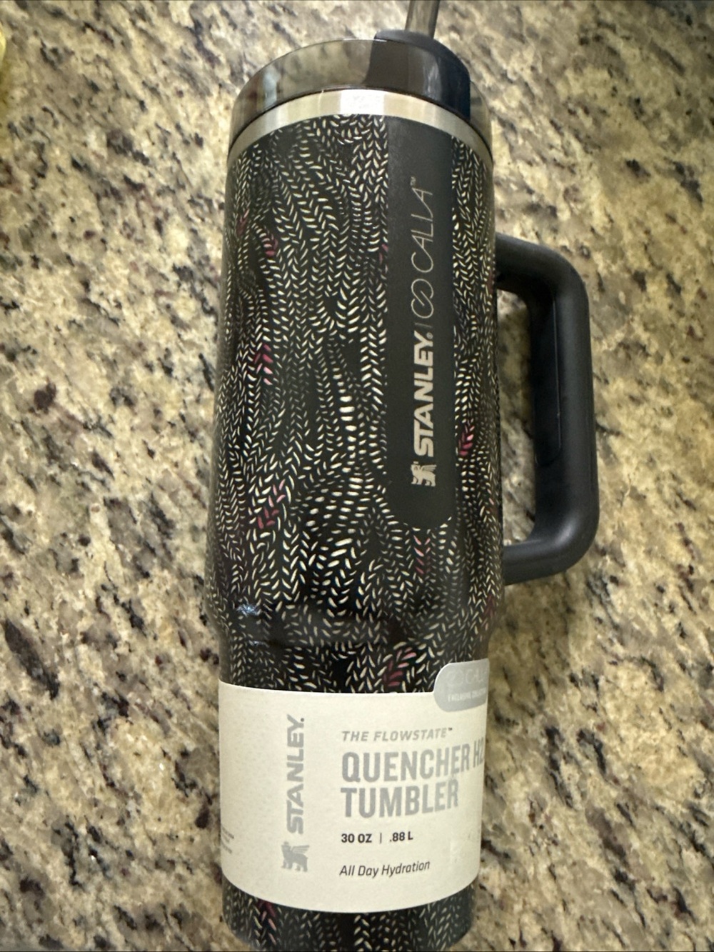 Stanley Quencher Tumbler - Black with Pink Accents